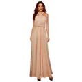 Robe longue élégante couleur pêche, multi-positions avec un beau design dos croisé - Champagne