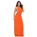 Robe longue orange multi-positions pour demoiselles d'honneur, dos nu élégant. - Orange