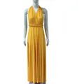 Robe longue jaune multi-positions avec design dos nu élégant pour demoiselles d'honneur - Or