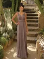 Robe longue multi-positions mauve élégante pour demoiselles d'honneur en plein air - Rose poudré