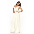 Robe longue blanche multi-positions pour demoiselles d'honneur, style polyvalent - Blanc