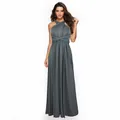 Robe longue grise élégante à nouer multi-positions pour demoiselle d'honneur chic - Gris