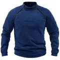 Front view of men's navy blue fleece tactical sweatshirt with unique double zipper collar - Fleece Winter - Navy Blue