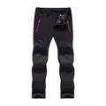 Pantalones softshell impermeables para exteriores con forro polar y detalles rojos - L(EU S) / Bottoms / Estilo de Lana Gruesa / Negro
