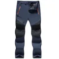Wasserdichte Softshell-Fleece-Skihose für Herren in Dunkelblau und Schwarz - EU 5XL / Dünner Stil Unterbekleidung / Blau