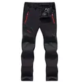 Wasserdichte Herren Softshell-Wanderhose mit Fleecefutter in Schwarz und Rot für Outdoor - EU 5XL / Dünner Stil Unterbekleidung / Schwarz
