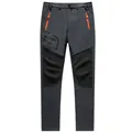 Wasserdichte Softshell Wanderhose für Herren mit orangefarbenen Reißverschluss-Details - EU 5XL / Dünner Stil Unterbekleidung / Grau