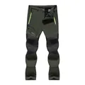 Pantalones de senderismo softshell impermeables con forro polar verde militar hombre - L(EU S) / Bottoms / Estilo de Lana Gruesa / Verde Militar