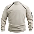 Premium Herren-Sweatshirt mit taktischem Stehkragen und Waffelmuster in Khaki-Farbe - S / Oberteile / Khaki (Waffel)