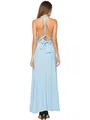 Robe longue élégante bleu clair style français dos nu pour demoiselle d'honneur - Bleu Paon