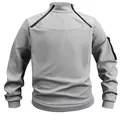 Hochwertiges graues taktisches Herren-Waffelstrick-Sweatshirt mit Stehkragen und Reißverschluss - S / Oberteile / Grau (Waffel)