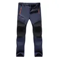Pantalones de senderismo softshell impermeables con forro polar para hombre en color gris oscuro - L(EU S) / Bottoms / Estilo Delgado / Azul