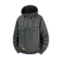 Dettaglio felpa con cappuccio vintage da uomo grigio antracite con tasche tattiche - Taglia S / Top / Grigio