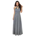 Robe longue grise multi-positions, style rétro français, dos nu pour demoiselle d'honneur - Gris Chiné