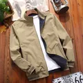Giacca bomber reversibile da uomo kaki con colletto alla coreana e polsini a righe - 2XL / Top / Kaki