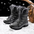 High-top fleece-lined tactical snow boots for outdoor hiking and winter camping - Dark Gray