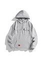 Sudadera con capucha vintage gris pesado para hombre con media cremallera y bolsillos - S / Tops / Gris Mezcla
