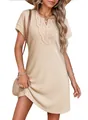 Close-up of the intricate lace V-neck and waffle-knit texture of the apricot dress - S / Tops / Apricot