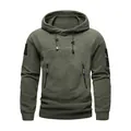 Felpa tattica con cappuccio in pile da uomo verde militare per calore invernale - Taglia S / Top / Verde militare