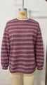 Fashionable oversized crewneck sweatshirt with vibrant pink and purple horizontal stripes - Pink Purple Striped