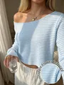 Detailed view of blue and white striped top with pineapple flower texture. - S / Tops / Light Blue