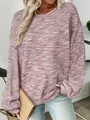 Close-up detail of the colorful waffle knit texture on this oversized long-sleeve shirt - S / Tops / Pink