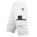 White men's cargo shorts featuring functional multi-pocket design for outdoor activities - White