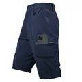 Men's navy blue functional cargo shorts with multiple pockets and waterproof zipper detail - Navy Blue