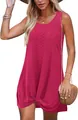 Detailed view of fuchsia hollow lace beach dress with knot hem detail - S / Tops / Rose Red