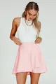 Eleganter hellrosa Satin-Wickelminirock mit hoher Taille für sommerliche Damenmode - S / Unterteile / Rosa