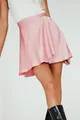 Satin-Minirock mit hoher Taille in Rosa mit Wickel-Design und Ballett-Silhouette - Lotosrosa