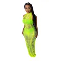 Trendy neon green crochet knitted beach maxi dress for women sexy summer vacation outfit - Fluorescent Green