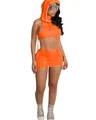 Trendy two-piece orange sleeveless hooded knit crop top and mini skirt set for beachwear - Orange