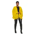 Trendy women's bright yellow knitted short cardigan with heavy fringe and tassels - Yellow
