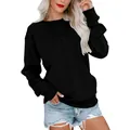 Dettaglio di una felpa nera da donna a girocollo con maniche lunghe e vestibilità - Taglia S / Top / Nero