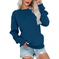Comoda felpa girocollo blu scuro dalla vestibilità ampia con polsini a costine. - Taglia S / Top / Blu navy