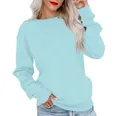 Felpa girocollo celeste casual e ampia da donna con morbidi polsini e orlo a costine - Taglia S / Top / Celeste