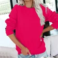 Felpa da donna color magenta, girocollo casual vestibilità ampia a maniche lunghe - Taglia S / Top / Rosso rosa