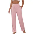 High-waisted wide-leg pink yoga pants for women with comfortable loose fit - S / Bottoms / Pink