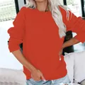 Sweat-shirt décontracté orange à col rond pour femme, coupe oversize pour l'automne-hiver - Rouge Orangé