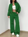 Ensemble de survêtement vert deux pièces avec veste zippée et pantalon large - Vert
