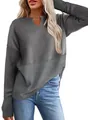 Detalle de sudadera de punto de gofre gris con diseño de retazos y corte holgado - Gris
