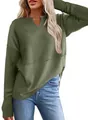 Close-up of olive green long sleeve patchwork sweatshirt showing waffle knit texture - S / Tops / Army Green