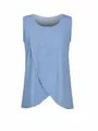 Camiseta de tirantes azul para maternidad y lactancia con dobladillo cruzado de capas - Azul