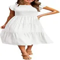 Detalle de vestido largo blanco de capas con mangas de mariposa y cintura elástica - S / Tops / Blanco