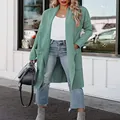 Lange damesvest in muntgroen met zijzakken en open voorkant voor casual kledingstuk - 2XL / Tops / Groen