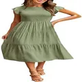 Vista detallada del vestido midi de capas verde salvia con corpiño fruncido y mangas - S / Tops / Verde