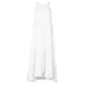 Elegant white summer maxi dress with tiered ruffles and spaghetti straps - S / Top And Bottom / White