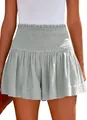 Comfortable high waisted light grey cotton beach shorts for women casual summer wear - S / Bottoms / Gray