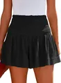 Damen Baumwoll-Shorts in Schwarz mit hohem gesmoktem Bund und lässiger Sommerpassform - Schwarz